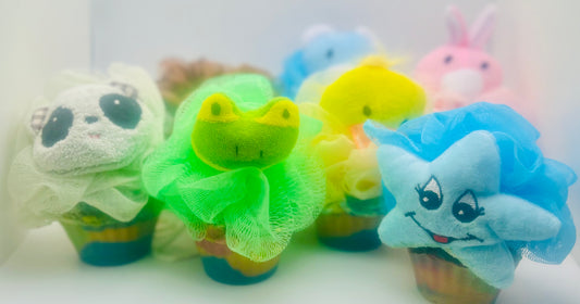 Animal Cupcakes with Loofah